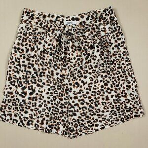 Leopard Animal Print Shorts Women 6 High Waisted Mom Cuffed Belted Tie Bar III